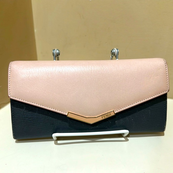 Fendi Off Pink/Grey Leather Envelope
Continental Wallet - Picture 1 of 16